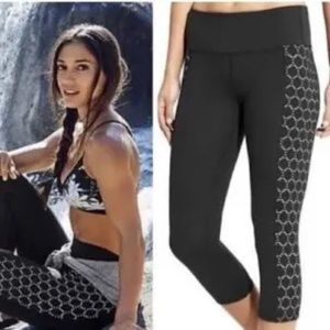 Athleta black and white eyelet chaturanga capris